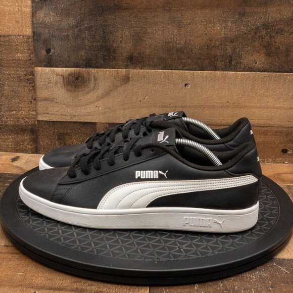 PUMA SMASH V2 MENS ATHLETIC SHOES RETRO SNEAKERS CASUAL BLACK LEATHER SIZE 12 - Picture 5 of 9
